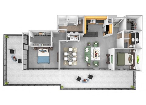 Floor plan for 2 beds, 2 baths, 1507 sqft